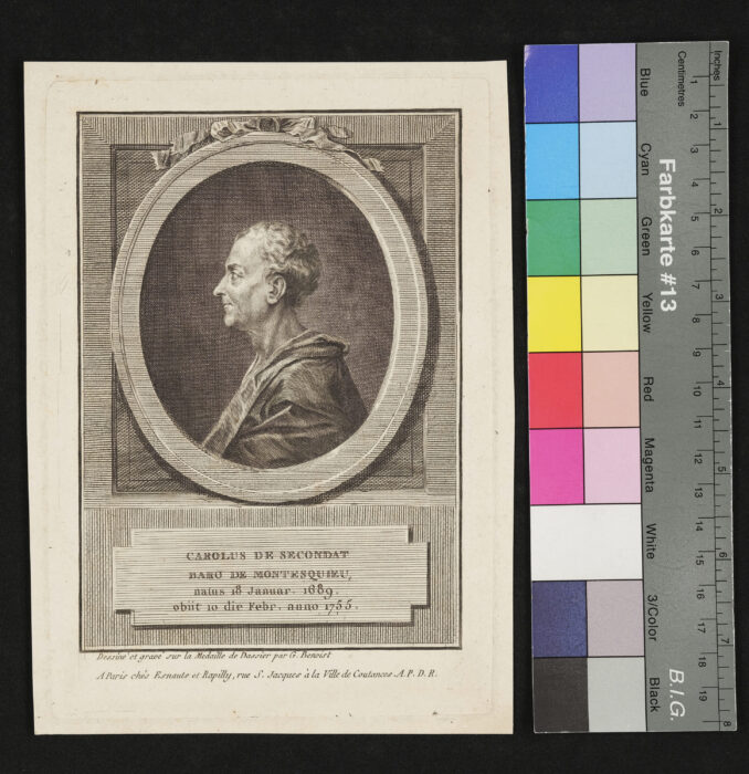 Portrait des Montesquieu, nach einer Medaille