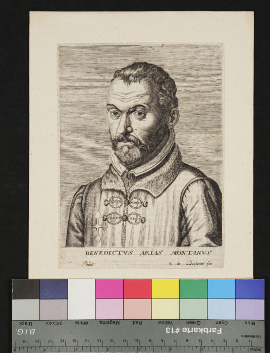 Benedictus Arias Montanus, spanischer Orientalist, Bibliothekar Escorial, Herausgeber einer Polyglott-Bibelausgabe, Benedictiner, Orden St. Jakob
