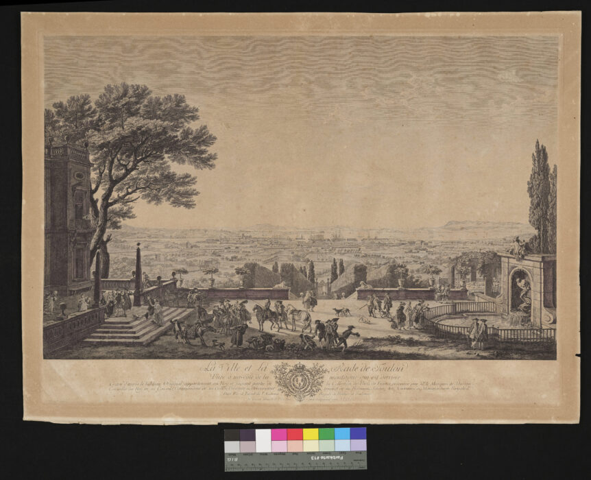 "Sammelmappe,  Die großen Prospecte der Seehäfen Frankreichs, Hafenansichten, Seestücke", Nr. 6, Die Stadt und die Reede von Toulon