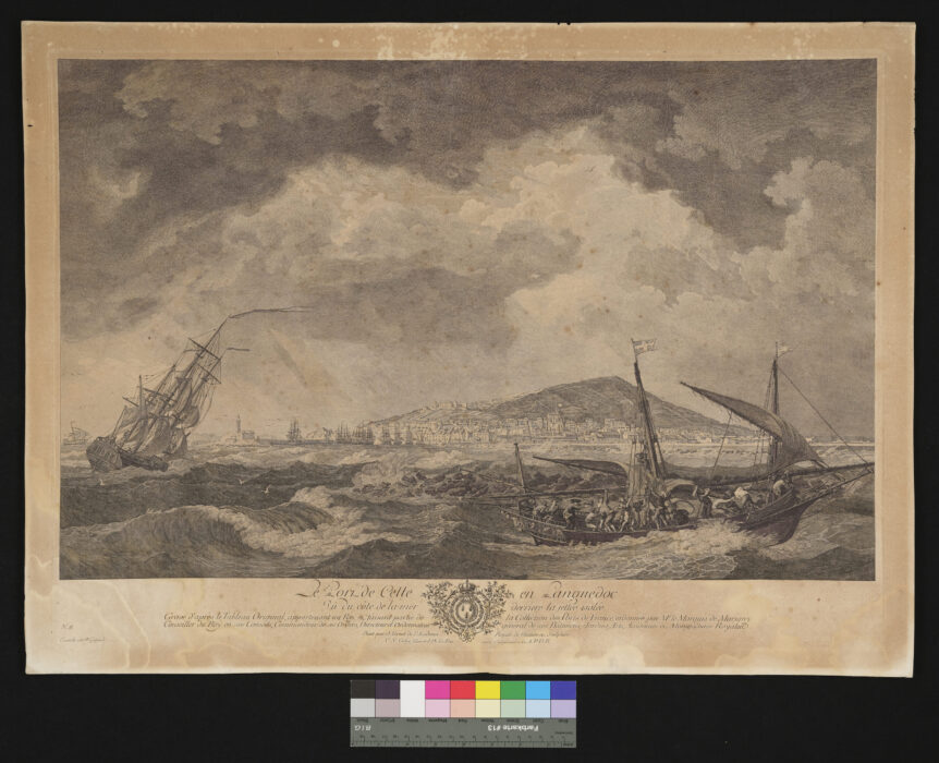 "Sammelmappe,  Die großen Prospecte der Seehäfen Frankreichs, Hafenansichten, Seestücke", Nr. 8, Le Port de Cette en Languedoc