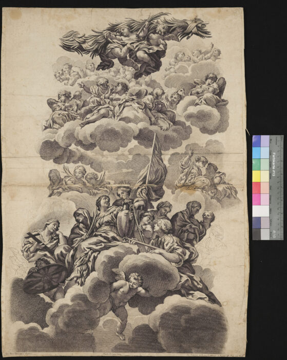 1 Blatt aus dem Kuppelbild in der Kirche zu S. Agnese zu Rom
