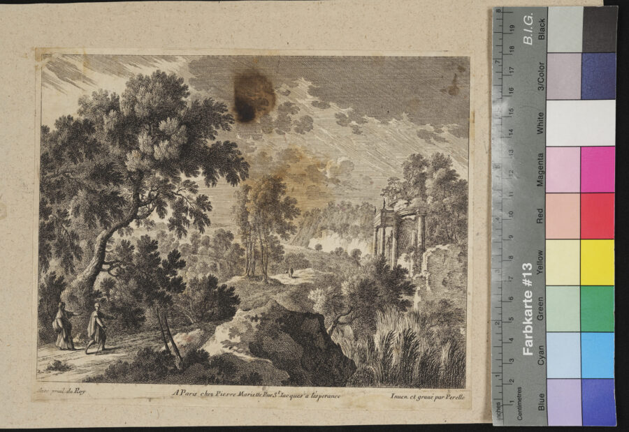 Bergige Landschaft mit Tempelruine