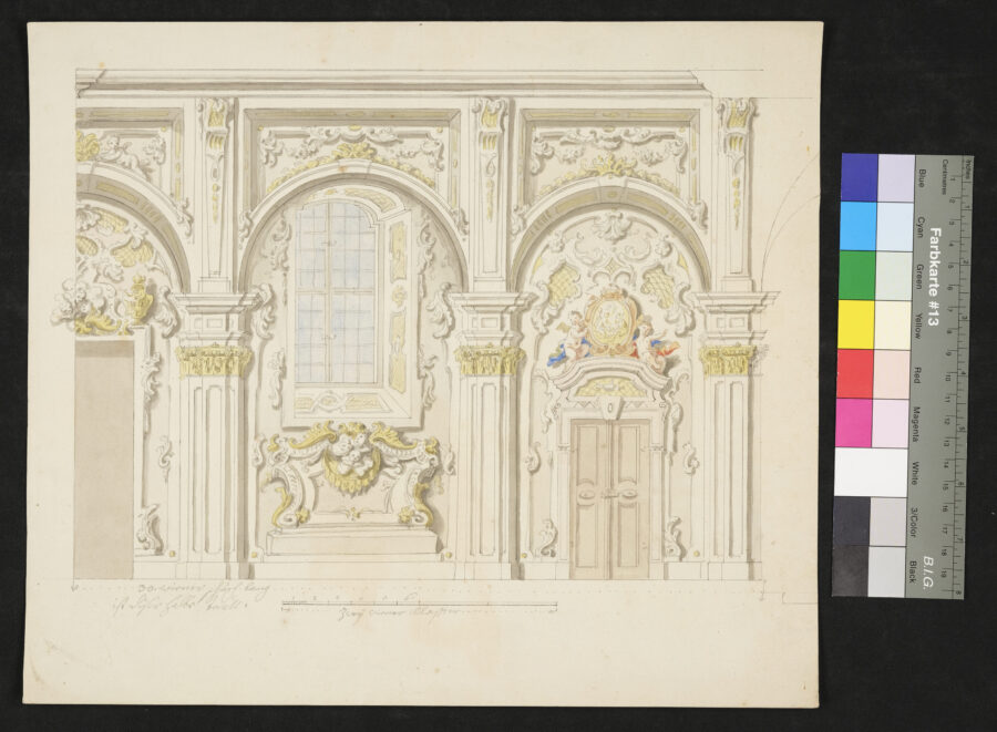 Architekturstudie, Entwurf, Fensternische, Türe mit Supraporten