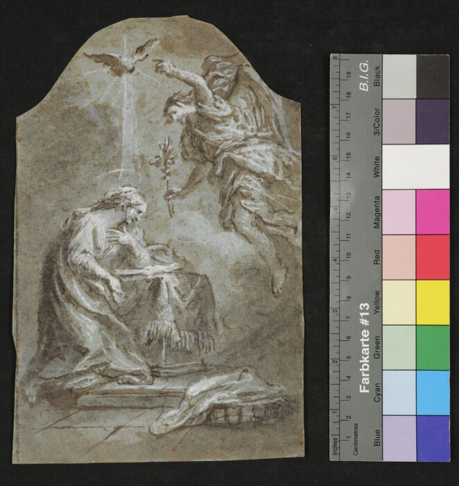 Verkündung, Kompositionsentwurf für ein Seitenaltarbild in der Pfarrkirche in Mauthausen