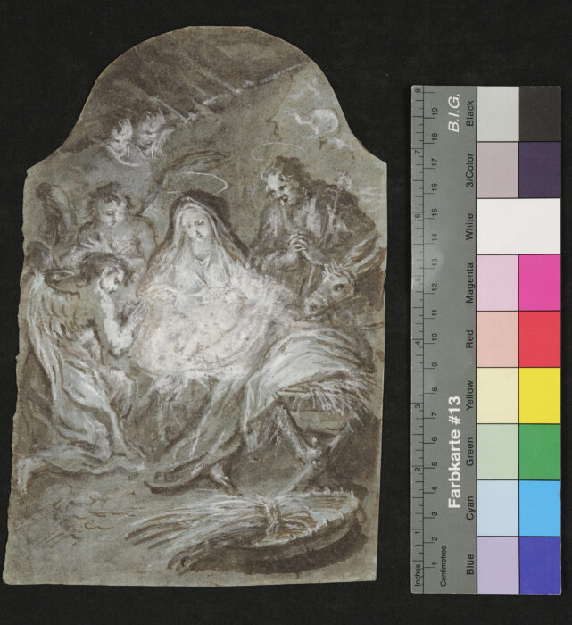 Anbetung der Engel, Kompositionsentwurf für ein Seitenaltarbild in der Pfarrkirche in Mauthausen