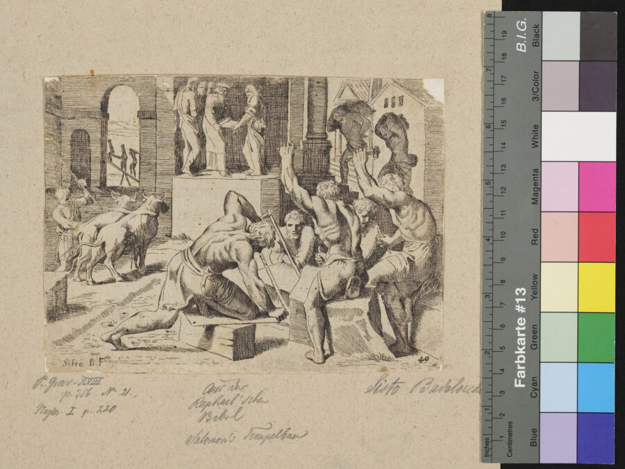 Salomons Tempelbau aus der Raphaelitischen Bibel, 1 Blatt, Nr. 49
