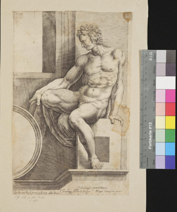 Figur aus dem Vatikan 1, Sitzender nach links gewendeter Mann (Klimesch)