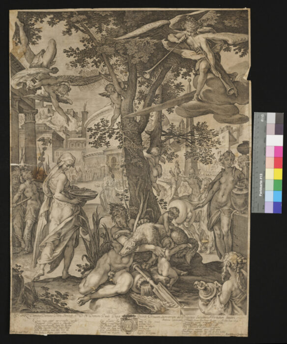 Romulus und Remus von der Wölfin gesäugt. Große Composition