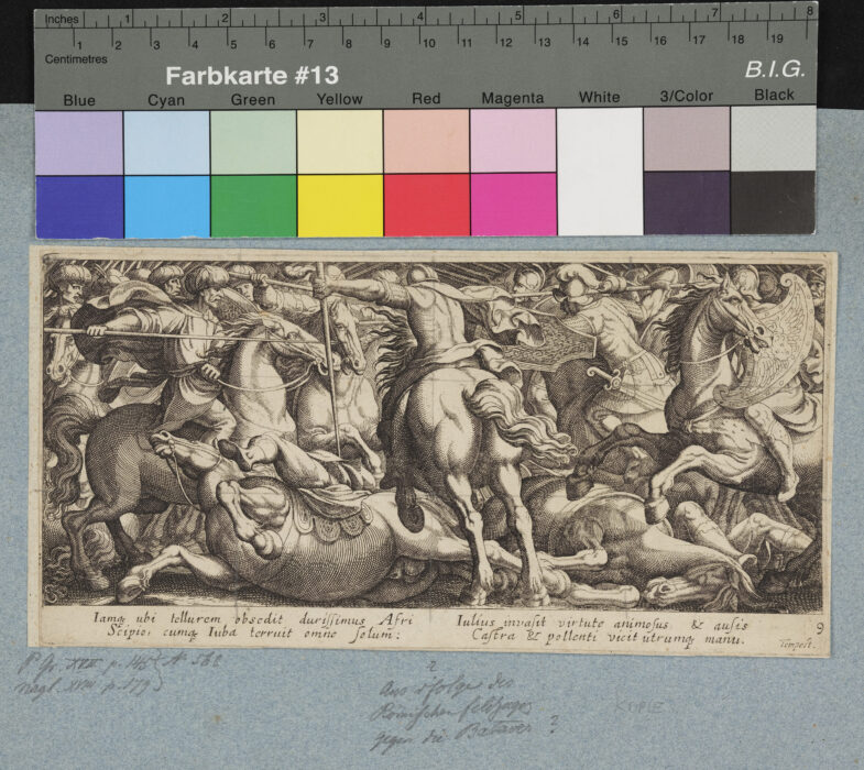 1 Blatt aus der Folge verschiedene Schlachten, (9), Copie, (Bataver-Feldzug ?)