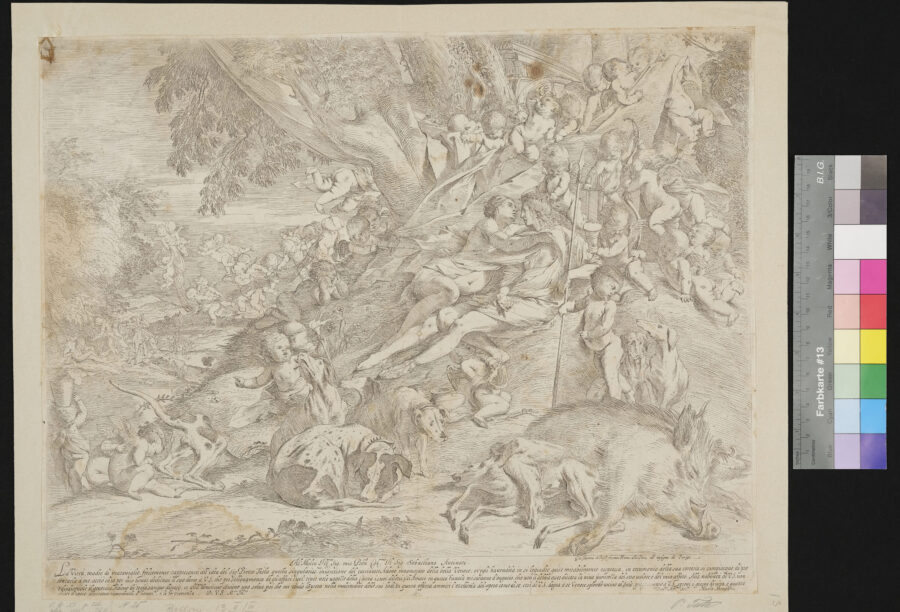 Venus und Adonis von Amoretten umgeben