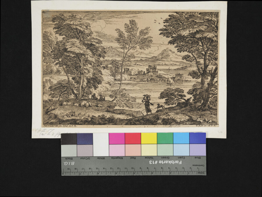 Nr. 17 aus der 3. Folge von 6 Landschaften , ursprünglich Nr. 3, Hirten und Stadt