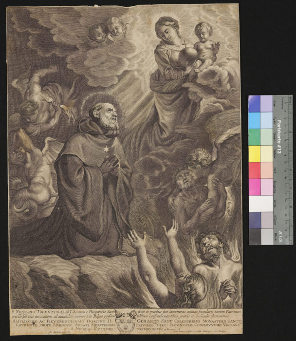 St. Nicolaus von Tolentino auf den Knien vor Maria