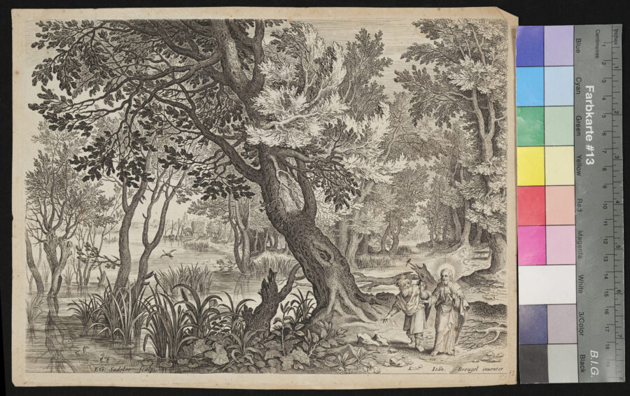 "Folge von 6 Blättern, Landschaftsdarstellungen", Versuchung Christi