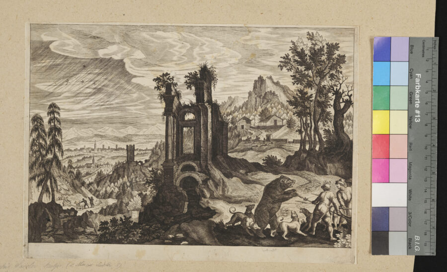 Bärenjagd vor Ruine