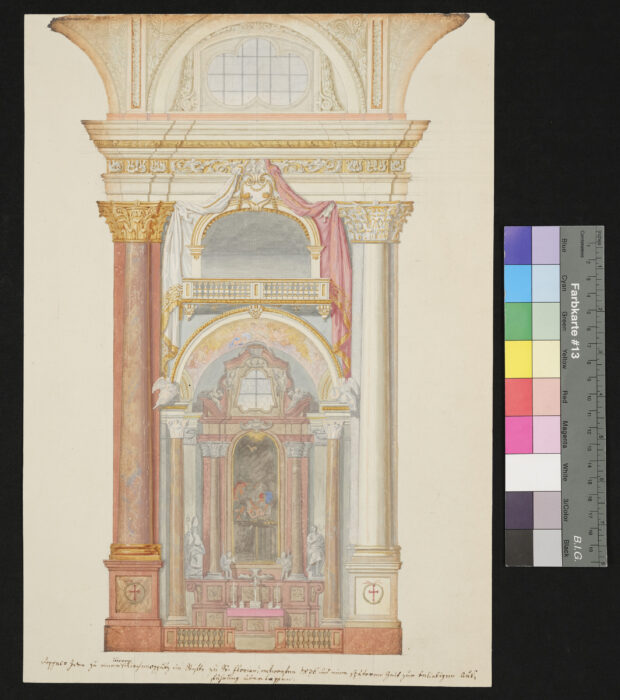 Zweifacher Entwurf für eine Ausmalung der Kirche 1836 St. Florian