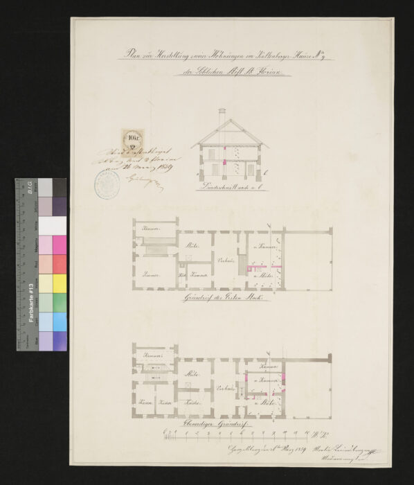 Plan zur Herstellung von 2 Wohnungen 1859