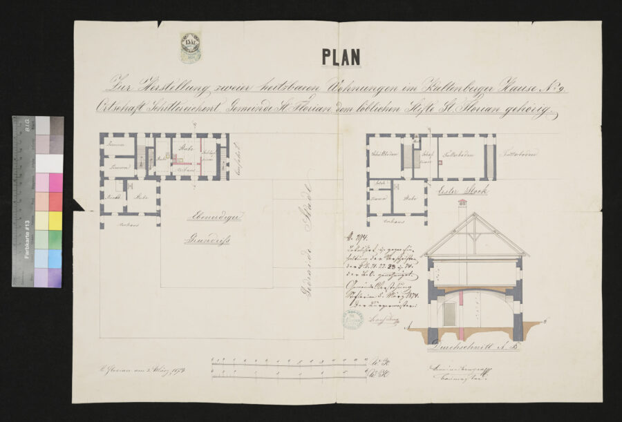 Plan zur Herstellung im Kaltenberhaus 1874