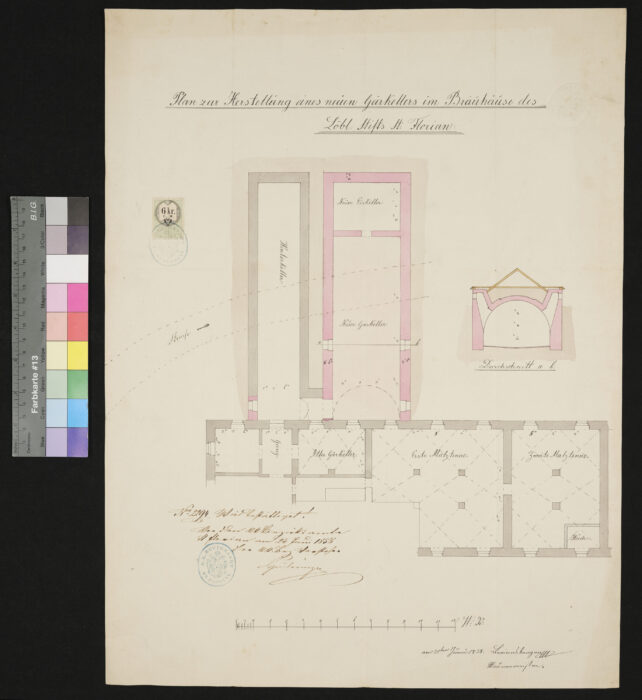 Plan für Gärkeller 1858 St. Florian
