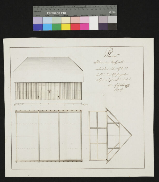 Plan für einen Strohstadel im Schaffergarten 1834 St. Florian