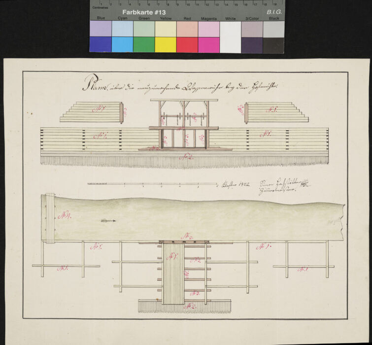 Plan für ein Wasserwehr bei der Hofmühle 1832