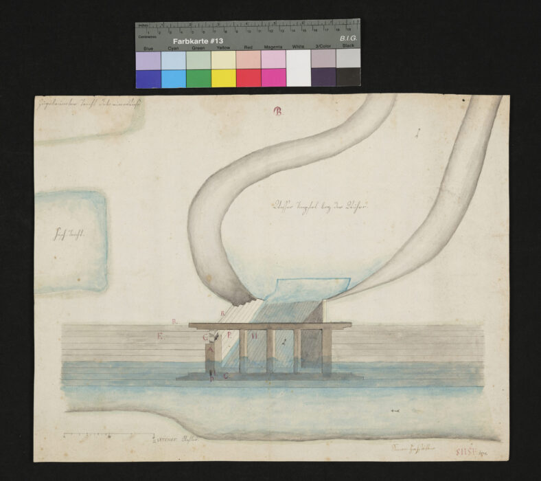 Plan für ein Wasserwehr bei der Hofmühle 1832