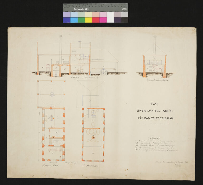 Plan einer Spiritusfabrik für das Stift St. Florian 1853 Blatt 2