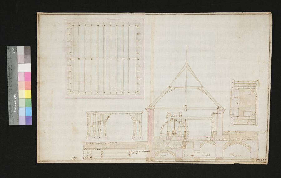 Brunnhaus und Druckwerk in Hohenbrunn 1749