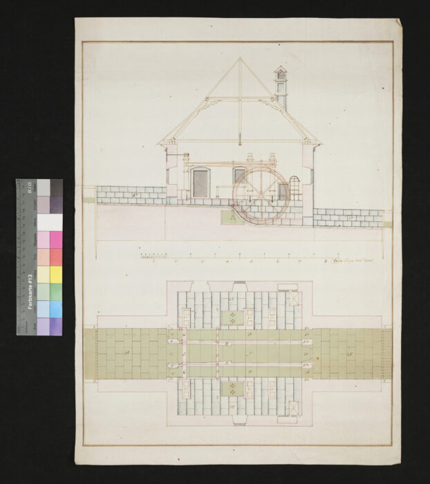 Brunnhaus und Druckwerk in Hohenbrunn 1749
