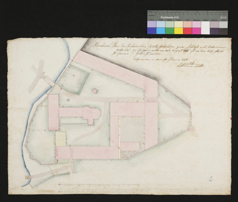 Situationsplan sämtlicher Gebäude in Pulgarn 1848