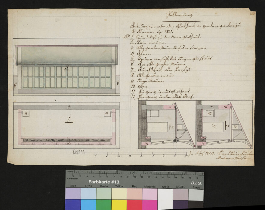 Plan für ein Glashaus 1820 St. Florian (1)