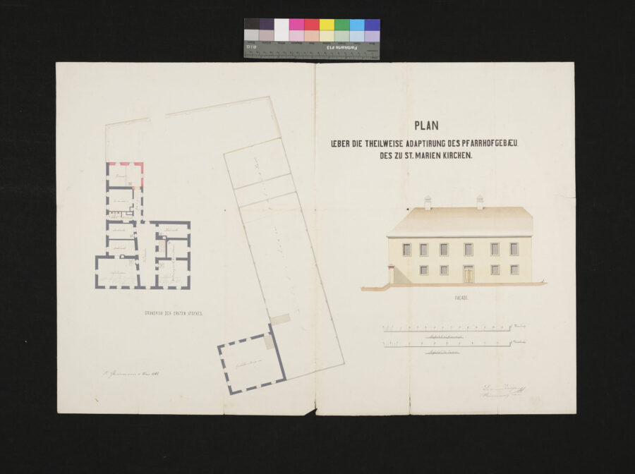Plan über die teilweise Adaptierung des Pfarrhofgebäudes 5.5.1866 St. Marienkirchen