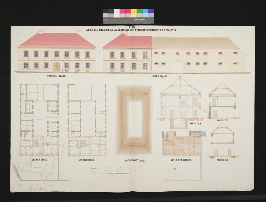 Plan über die teilweise Adaptierung des Pfarrhofgebäudes St. Martin 2.5.1868 (1)