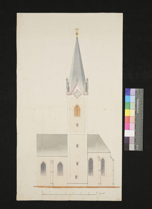 Plan zur Vergrößerung der abgebrannten Kirche Windhaag 17.12.1872