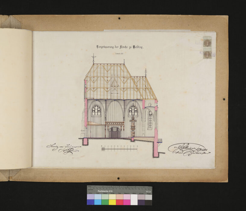 Kirche Walding Entwurf zu einer Vergrößerung der Pfarrkirche Walding 10.3.1893