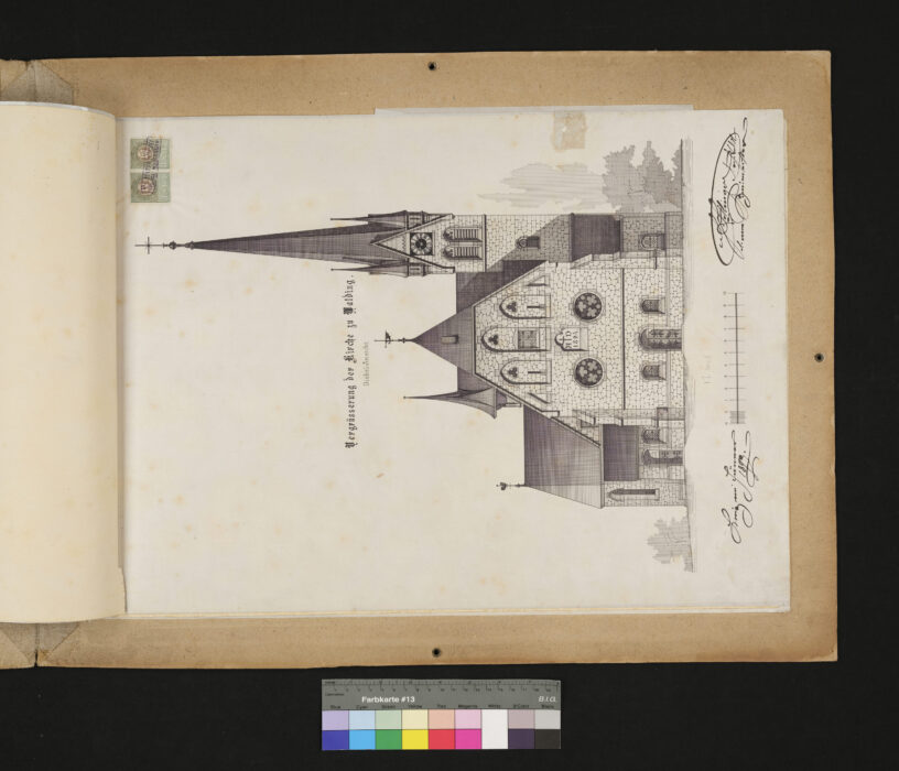 Kirche Walding Entwurf zu einer Vergrößerung der Pfarrkirche Walding 10.3.1893
