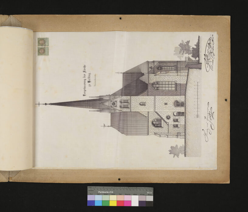 Kirche Walding Entwurf zu einer Vergrößerung der Pfarrkirche Walding 10.3.1893
