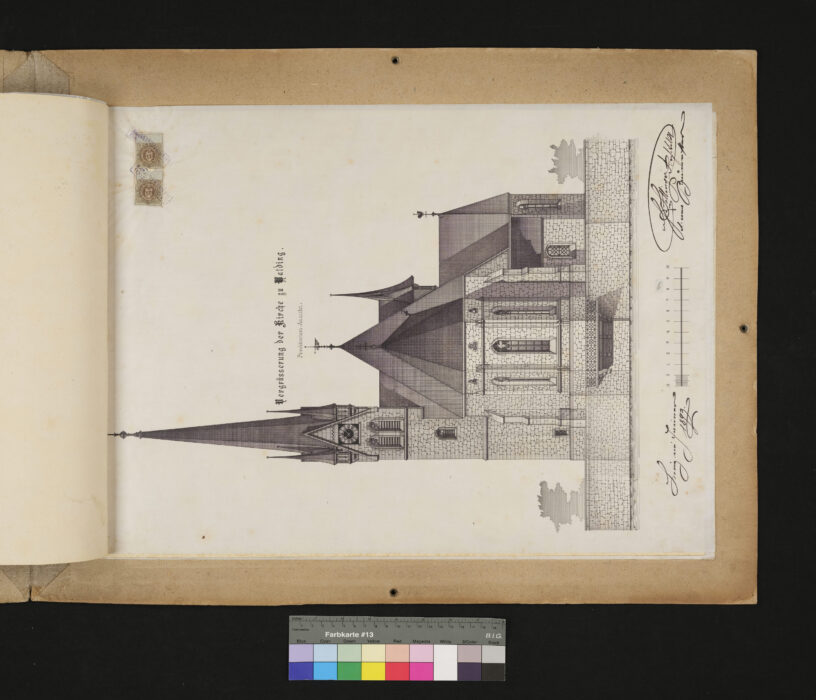 Kirche Walding Entwurf zu einer Vergrößerung der Pfarrkirche Walding 10.3.1893