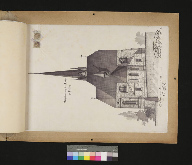 Kirche Walding Entwurf zu einer Vergrößerung der Pfarrkirche Walding 10.3.1893