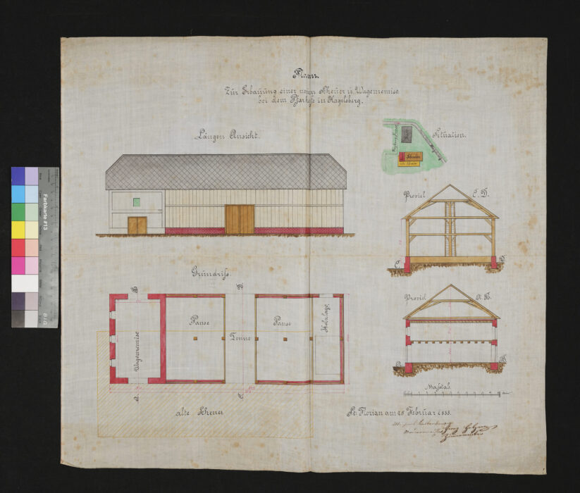 Plan für die Scheune und Wagrenremise 25.2.1888