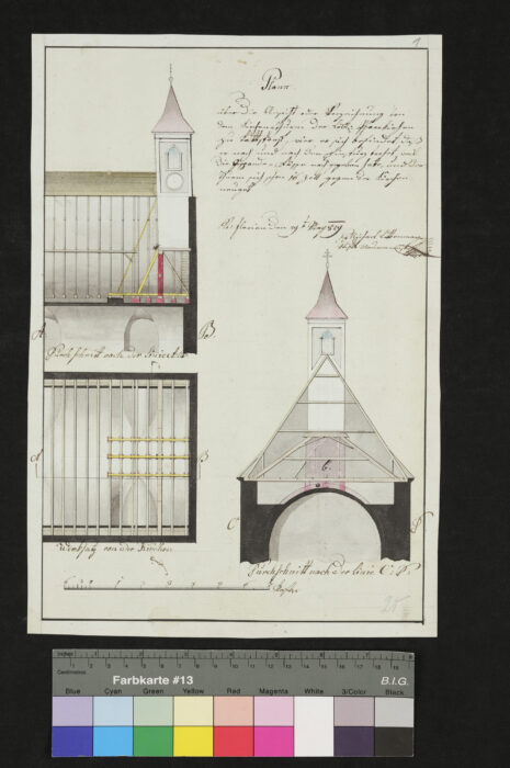 Plan für die Turmerneuerung 29.5.1829 Katsdorf