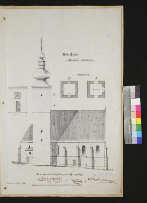 Turmausbau in Mittelalter und neuer Bestand 6.3.1902 Mauthausen