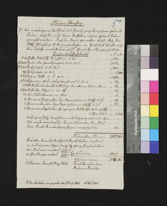 Kostenberechnung für ein neues Preßhaus St. Marienkirchen 30.5.1824