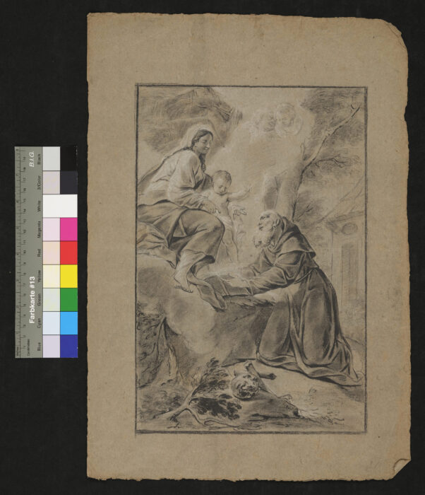 Die Madonna erscheint dem hl. Filippo Neri (Nachzeichnung)