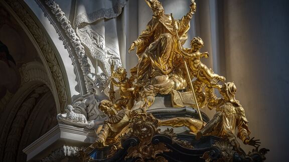 Stiftsbasilika St Florian Kanzel Augustinus Herz @Andreas Etlinger