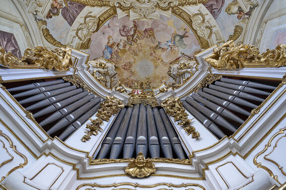 Stiftsbasilika St Florian Brucknerorgel Detail Mitte Kuppel ©Andreas Etlinger